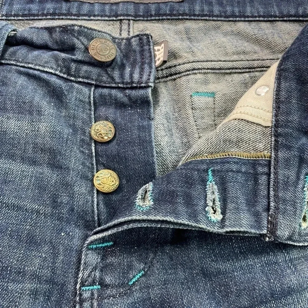 Rock & Republic Boot Embellished Pocket Jeans • 36 • Button Fly • Teal stitching - Picture 3 of 10
